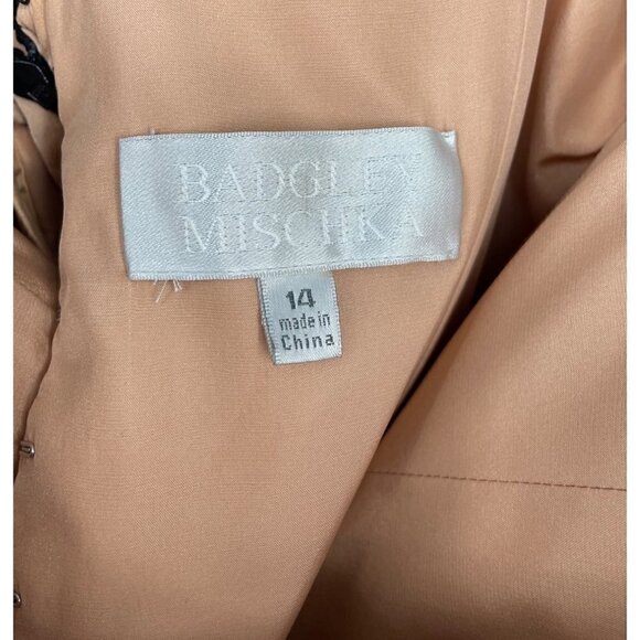 NEW Badgley Mischka Lace Silk Black Overlay Strapless Maxi Dress 14 - Picture 4 of 6